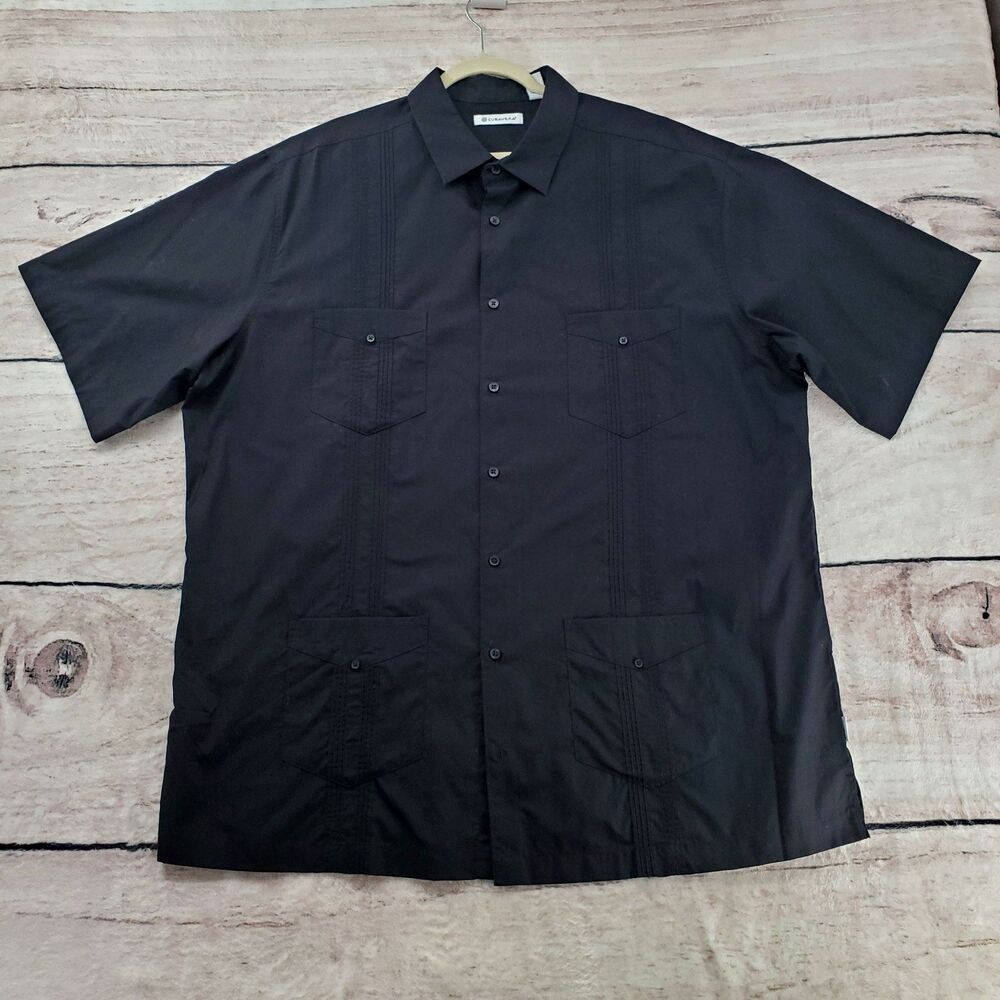Cubavera Mens Black Short Sleeve 2XLT XXL Big & Tall 4 Pocket Classic Shirt NWT